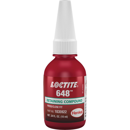 648 High Strength/Rapid Cure Retaining Compounds, 10 ml, Bottle, Green Air Extreme Inc.