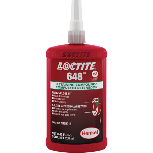 Loctite&reg; 648 Retaining Compound, 250 ml, Bottle, Green Air Extreme Inc.