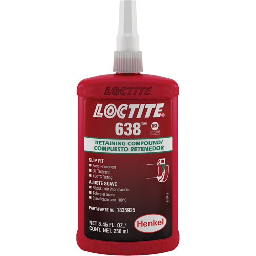 Loctite&reg; 638 Retaining Compound, 250 ml, Bottle, Green Air Extreme Inc.