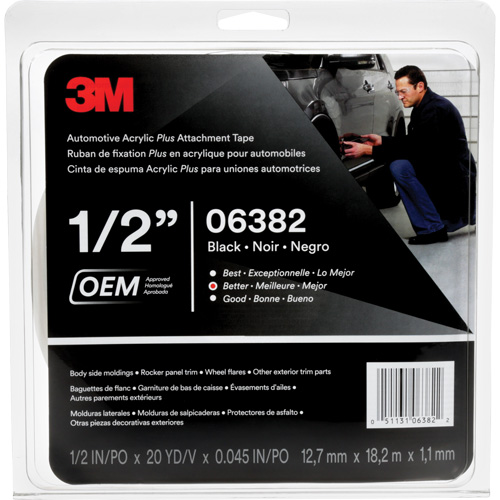 Ruban en acrylique de 3M pour l'automobile, 18 m (60') lo x 12,7 mm (1/2") la, 45 mils, Acrylique Air Extreme Inc.