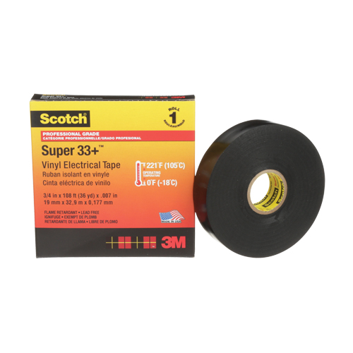 Scotch&reg; Super 33+ Vinyl Electrical Tape, 19 mm (3/4") x 33 m (108'), Black, 7 mils Air Extreme Inc.