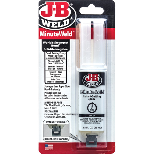 Adh&eacute;sif MinuteWeld, 25 ml, Seringue, Deux composants, Transparent Air Extreme Inc.
