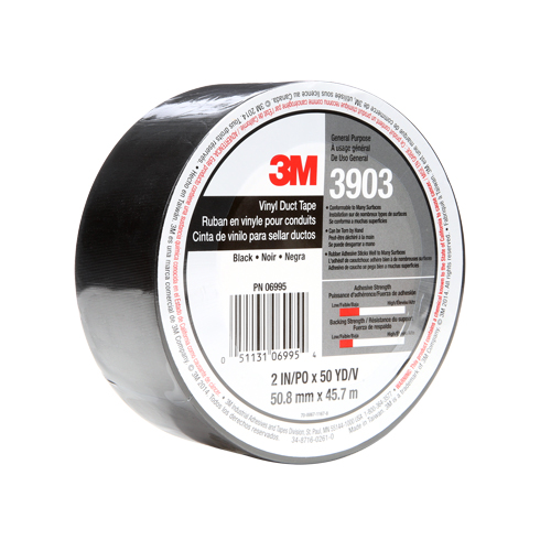 Rubans adh&eacute;sifs en vinyle 3903, 1245 mm (49") la x 46 m (151') lo, 6,5 mils, Noir Air Extreme Inc.