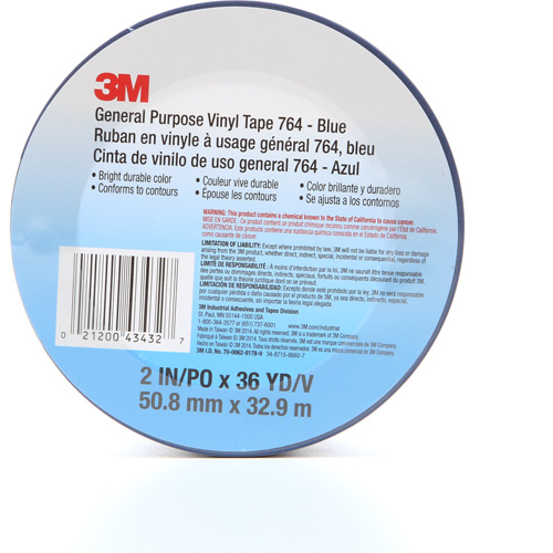 Ruban en vinyle pour travaux g&eacute;n&eacute;raux 764, 50,8 mm (2") la x 32,9 m (108') lo, 5 mils, Bleu Air Extreme Inc.