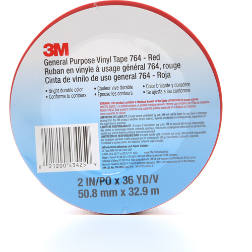 Ruban en vinyle pour travaux g&eacute;n&eacute;raux 764, 50,8 mm (2") la x 32,9 m (108') lo, 5 mils, Rouge Air Extreme Inc.