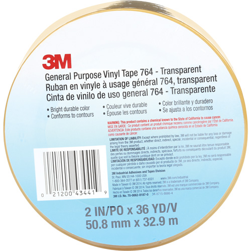 764 General-Purpose Vinyl Tape, 50.8 mm (2") W x 32.9 m (108') L, 5 mils, Clear Air Extreme Inc.