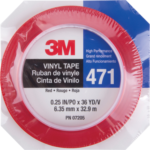 Ruban en vinyle 471, 6 mm (1/4") la x 32,9 m (108') lo, 5,3 mils, Rouge Air Extreme Inc.