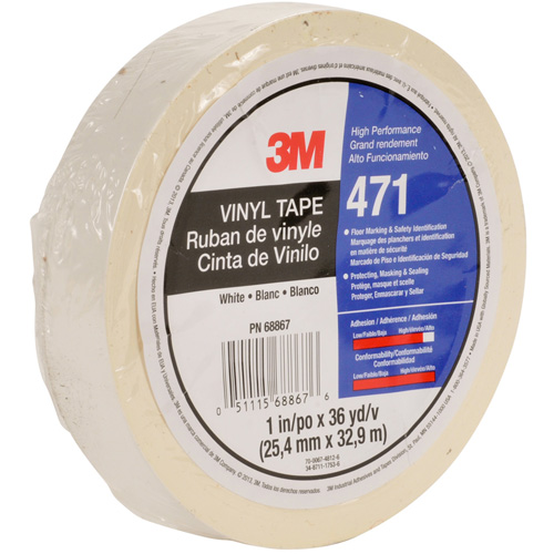 471 Vinyl Tape, 12 mm (1/2") W x 32.9 m (108') L, 5.3 mils, White Air Extreme Inc.