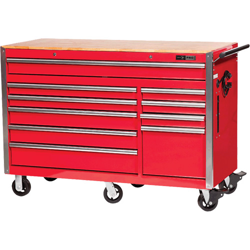 PRC5610 Pro Series Roller Cabinet, 10 Drawers, 55-9/10" W x 24-1/10" D x 39-7/10" H, Red Air Extreme Inc.