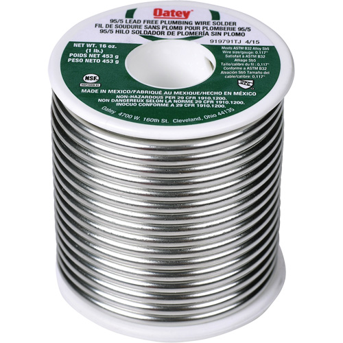 95/5 Plumbing Solder, Lead-Free, 95% Tin 5% Antimony, Solid Core, 0.3125" Dia. Air Extreme Inc.