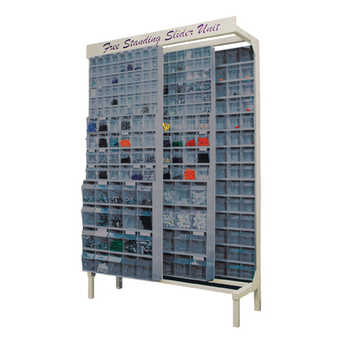 Free-Standing Tip-Out Bins Slider System, 48" W x 18" D x 77" H, 180 Drawers Air Extreme Inc.