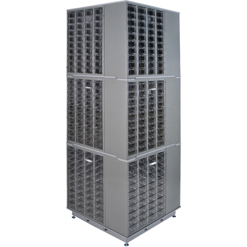Heavy-Duty Industrial Carousel Drawer Cabinet, Steel, 480 Drawers, 27" W x 27" D x 80" H, Grey Air Extreme Inc.