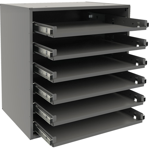 Small Bearing Slide Rack, Steel, 6 Slots, 15-9/16" W x 11-7/8" D x 16-3/8" H, Grey Air Extreme Inc.