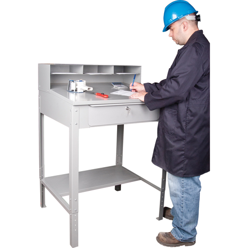 Open Floor Style Shop Desk, 34-1/2" W x 30" D x 53" H, Grey Air Extreme Inc.