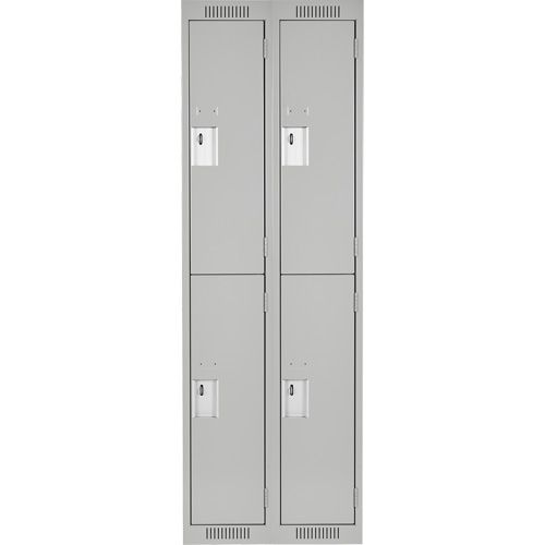 Clean Line Lockers, 2 -tier, Bank of 2, 24" x 18" x 72", Steel, Grey, Rivet (Assembled) Air Extreme Inc.