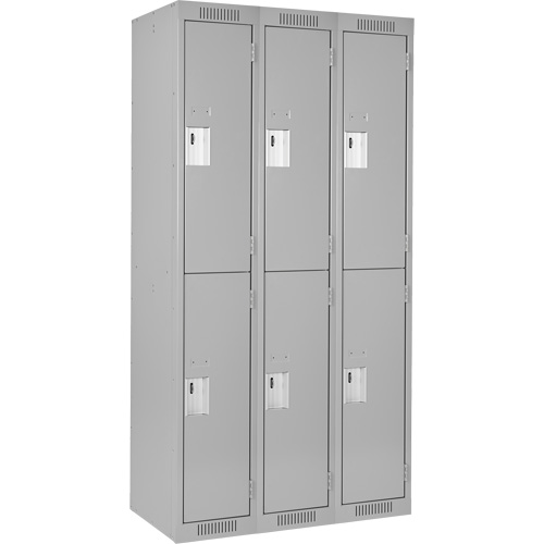 Clean Line Lockers, 2 -tier, Bank of 3, 36" x 18" x 72", Steel, Grey, Rivet (Assembled) Air Extreme Inc.
