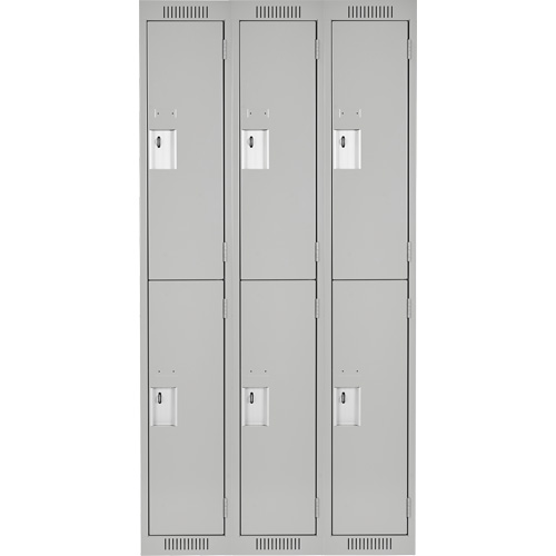 Clean Line Lockers, 2 -tier, Bank of 3, 36" x 18" x 72", Steel, Grey, Rivet (Assembled) Air Extreme Inc.