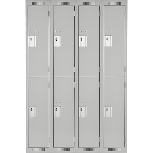 Clean Line Lockers, 2 -tier, Bank of 4, 48" x 18" x 72", Steel, Grey, Rivet (Assembled) Air Extreme Inc.