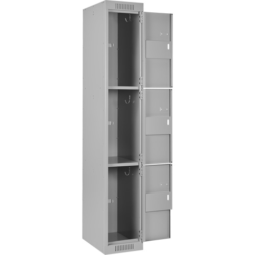 Clean Line Lockers, 3 -tier, Bank of 3, 36" x 18" x 72", Steel, Grey, Rivet (Assembled) Air Extreme Inc.