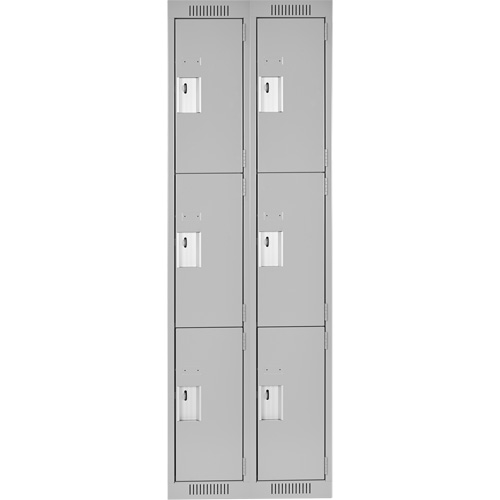 Clean Line Lockers, 3 -tier, Bank of 2, 24" x 18" x 72", Steel, Grey, Rivet (Assembled) Air Extreme Inc.