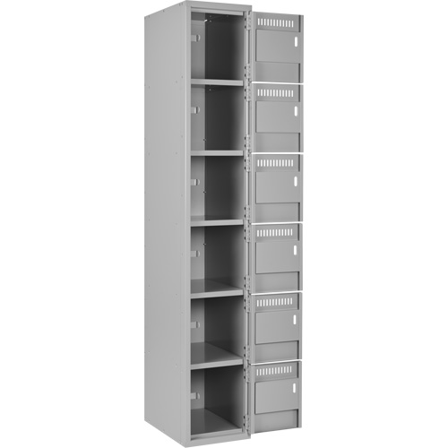 Clean Line Lockerettes, 6 -tier, Bank of 2, 24" x 18" x 72", Steel, Grey, Rivet (Assembled) Air Extreme Inc.