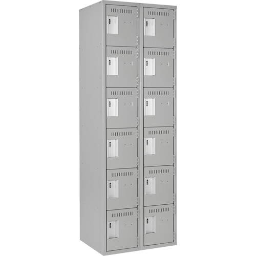 Clean Line Lockerettes, 6 -tier, Bank of 2, 24" x 18" x 72", Steel, Grey, Rivet (Assembled) Air Extreme Inc.