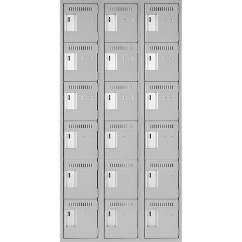 Clean Line Lockerettes, 6 -tier, Bank of 3, 36" x 18" x 72", Steel, Grey, Rivet (Assembled) Air Extreme Inc.