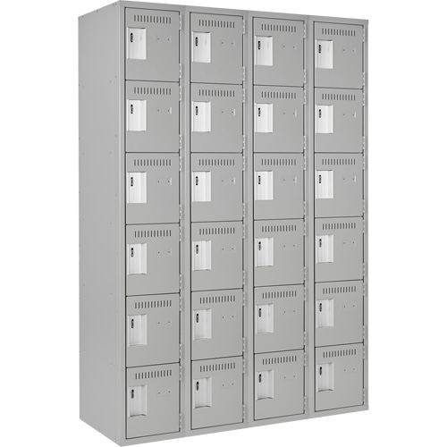 Clean Line Lockerettes, 6 -tier, Bank of 4, 48" x 18" x 72", Steel, Grey, Rivet (Assembled) Air Extreme Inc.