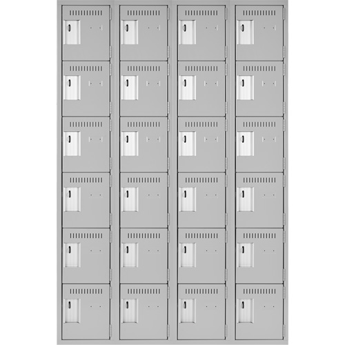 Clean Line Lockerettes, 6 -tier, Bank of 4, 48" x 18" x 72", Steel, Grey, Rivet (Assembled) Air Extreme Inc.