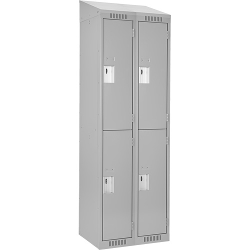 Clean Line Lockers, 2 -tier, Bank of 2, 24" x 18" x 78", Steel, Grey, Rivet (Assembled) Air Extreme Inc.