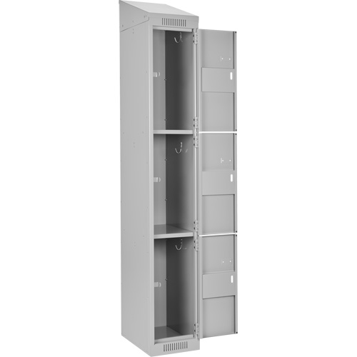 Clean Line Lockers, 3 -tier, Bank of 4, 48" x 18" x 78", Steel, Grey, Rivet (Assembled) Air Extreme Inc.