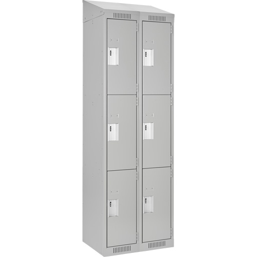 Clean Line Lockers, 3 -tier, Bank of 2, 24" x 18" x 78", Steel, Grey, Rivet (Assembled) Air Extreme Inc.