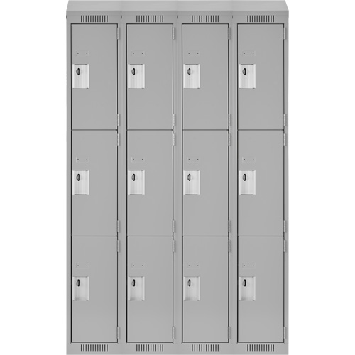 Clean Line Lockers, 3 -tier, Bank of 4, 48" x 18" x 78", Steel, Grey, Rivet (Assembled) Air Extreme Inc.