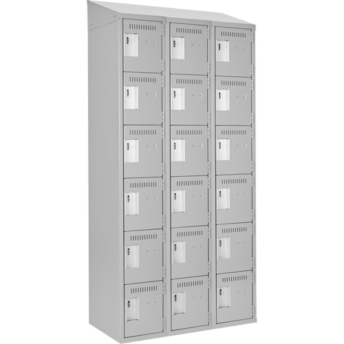 Clean Line Lockerette , 6 -tier, Bank of 3, 36" x 18" x 78", Steel, Grey, Rivet (Assembled) Air Extreme Inc.