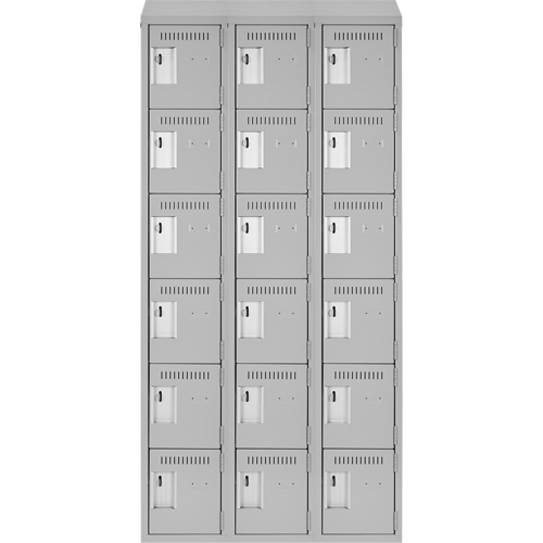 Clean Line Lockerette , 6 -tier, Bank of 3, 36" x 18" x 78", Steel, Grey, Rivet (Assembled) Air Extreme Inc.