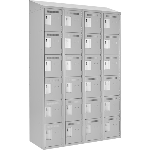 Clean Line Lockerette , 6 -tier, Bank of 4, 48" x 18" x 78", Steel, Grey, Rivet (Assembled) Air Extreme Inc.
