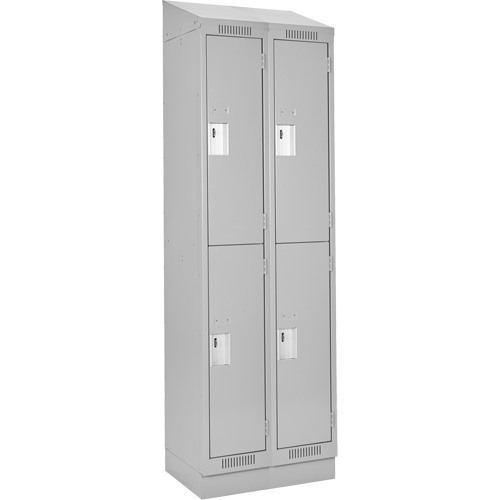 Clean Line Lockers, 2 -tier, Bank of 2, 24" x 18" x 82", Steel, Grey, Rivet (Assembled) Air Extreme Inc.