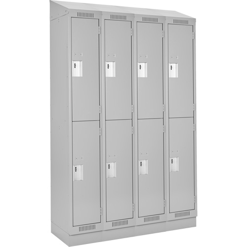 Clean Line Lockers, 2 -tier, Bank of 4, 48" x 18" x 82", Steel, Grey, Rivet (Assembled) Air Extreme Inc.