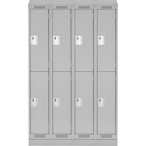 Clean Line Lockers, 2 -tier, Bank of 4, 48" x 18" x 82", Steel, Grey, Rivet (Assembled) Air Extreme Inc.