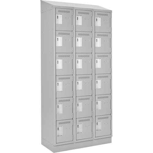 Clean Line Lockerette, 6 -tier, Bank of 3, 36" x 18" x 82", Steel, Grey, Rivet (Assembled) Air Extreme Inc.