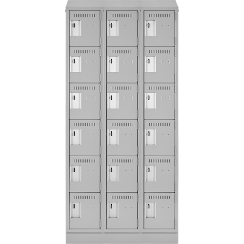 Clean Line Lockerette, 6 -tier, Bank of 3, 36" x 18" x 82", Steel, Grey, Rivet (Assembled) Air Extreme Inc.