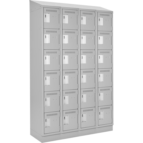 Clean Line Lockerette, 6 -tier, Bank of 4, 48" x 18" x 82", Steel, Grey, Rivet (Assembled) Air Extreme Inc.