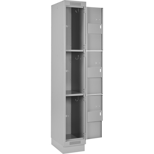 Clean Line Lockers, 3 -tier, Bank of 4, 48" x 18" x 76", Steel, Grey, Rivet (Assembled) Air Extreme Inc.