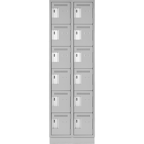 Clean Line Lockerette, 6 -tier, Bank of 2, 24" x 18" x 76", Steel, Grey, Rivet (Assembled) Air Extreme Inc.