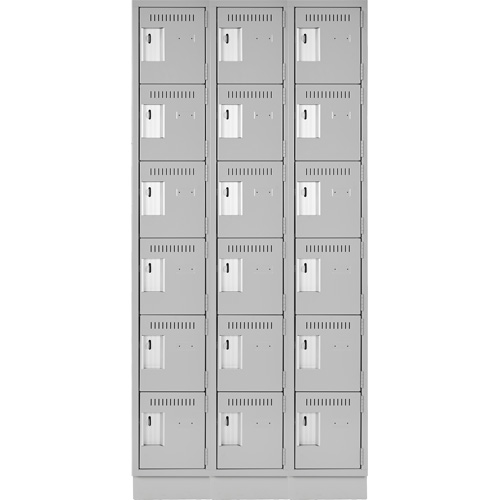 Clean Line Lockerette, 6 -tier, Bank of 3, 36" x 18" x 76", Steel, Grey, Rivet (Assembled) Air Extreme Inc.