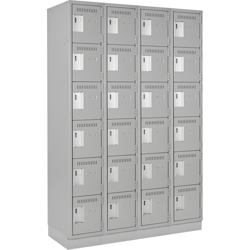 Clean Line Lockerette, 6 -tier, Bank of 4, 48" x 18" x 76", Steel, Grey, Rivet (Assembled) Air Extreme Inc.