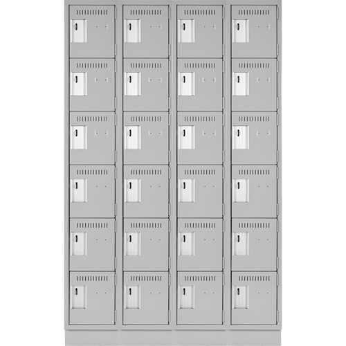 Clean Line Lockerette, 6 -tier, Bank of 4, 48" x 18" x 76", Steel, Grey, Rivet (Assembled) Air Extreme Inc.