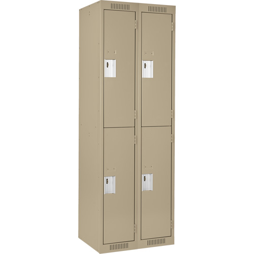 Clean Line Lockers, 2 -tier, Bank of 2, 24" x 18" x 72", Steel, Beige, Rivet (Assembled) Air Extreme Inc.