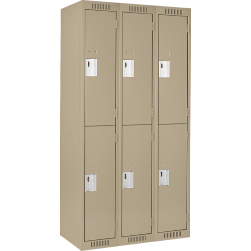 Clean Line Lockers, 2 -tier, Bank of 3, 36" x 18" x 72", Steel, Beige, Rivet (Assembled) Air Extreme Inc.