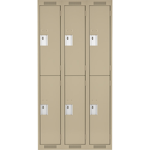 Clean Line Lockers, 2 -tier, Bank of 3, 36" x 18" x 72", Steel, Beige, Rivet (Assembled) Air Extreme Inc.